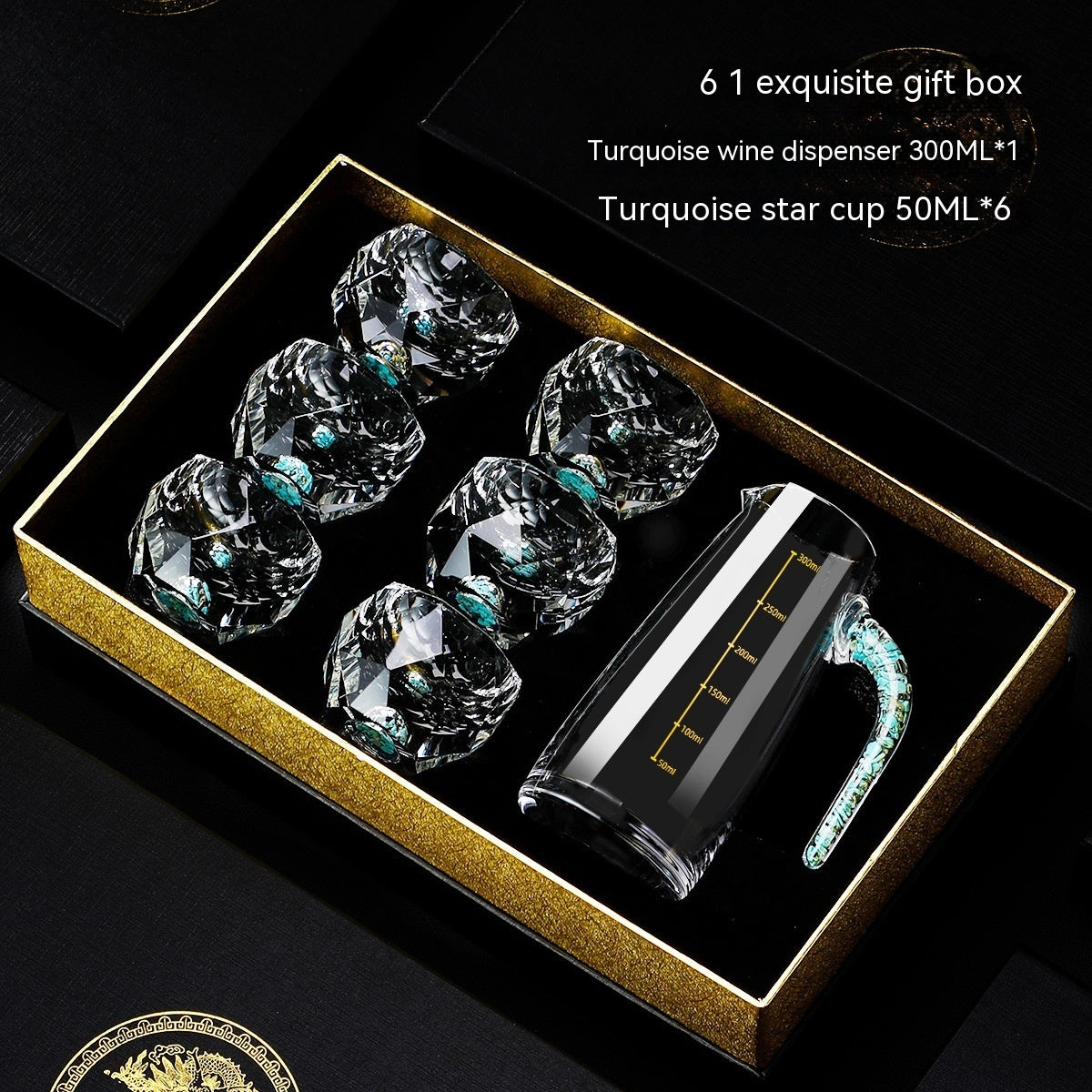 Flag Village Household Wineglass Set Asterism Turquoise Star Diamond Wine Glass Simple Gift Box