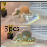 Flag Village Tulip Night Lamp DIY Material Cloud Tulips Night Lamp Decorative Mirrors Photo Frame LED Table Lights Korean Creative Desk Bedroom Handmade Birthday Gifts