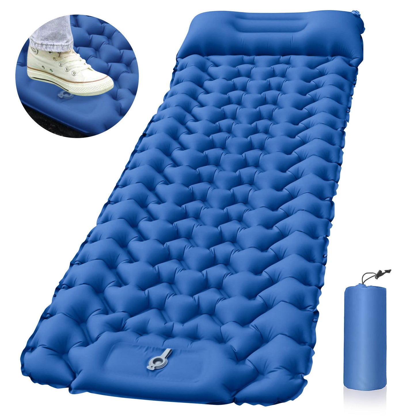Flag Village Outdoor Camping Travel Portable Inflatable Cushion Built-in Foot Inflatable