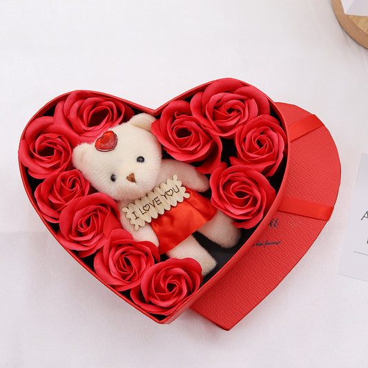 Flag Village Soap Flower Heart-shaped Rose Gift Box Valentine's Day Mother's Day Gift