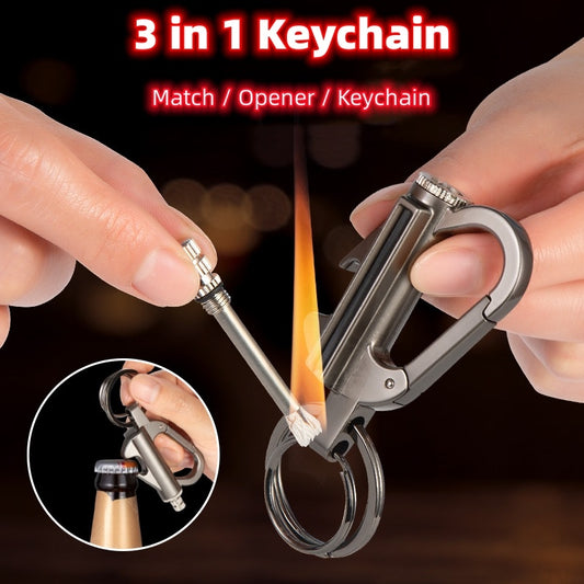 Flag Village Creative Metal Keychain Lighter Wild Fire Ten Thousand Times Use Kerosene Lighters Gifts For Men