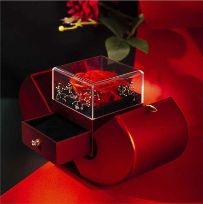 Flag Village Fashion Jewelry Box Red Apple Christmas Gift Necklace Eternal Rose For Girl Mother's Day Valentine's Day Gifts With Artificial Flower Rose Flower Jewelry Box