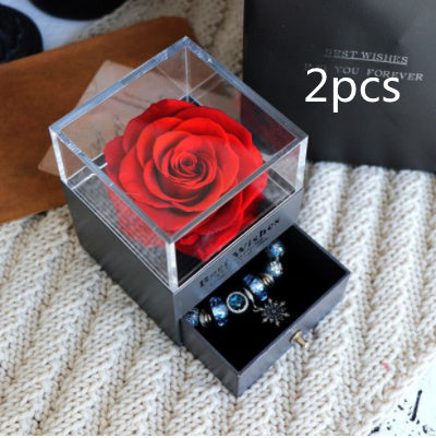Flag Village Eternal Flower Rose Jewelry Box for Birthday Presents Valentines Day Wedding Gift