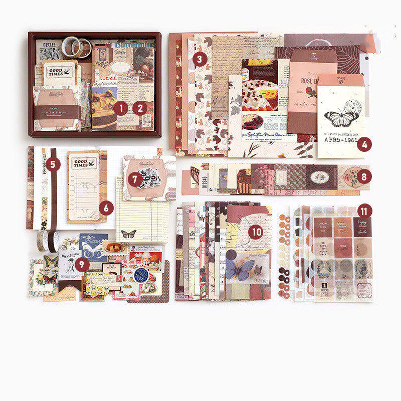 Flag Village Retro Gift Box 155-piece Set Ins Gift Box Notebook Tape Sticker Set