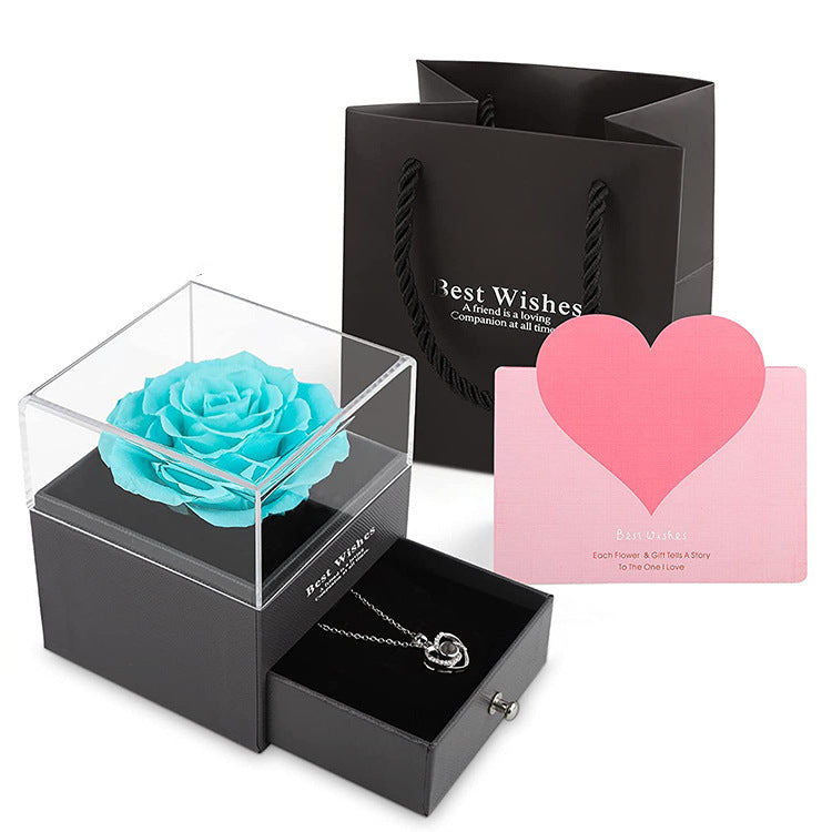 Flag Village Preserved Flower Rose Jewelry Box Acrylic Gift Box