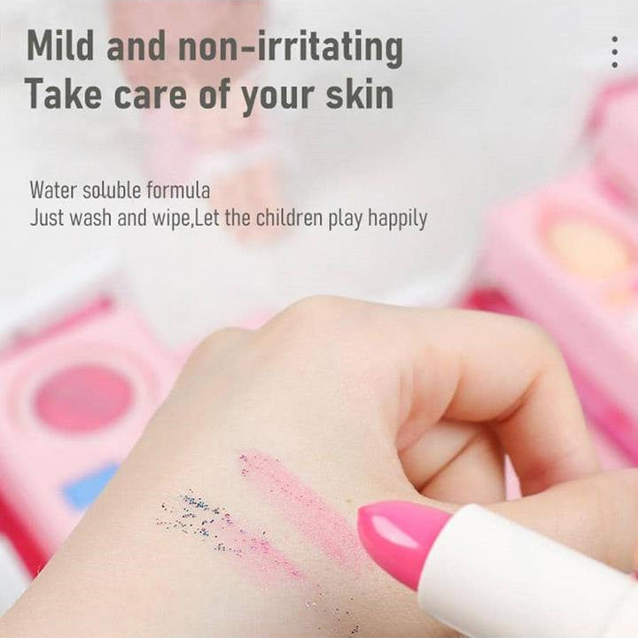 Flag Village Children's Cosmetics Makeup Set Portable Box Simulation Nail Polish Play House Girl's Birthday Gift