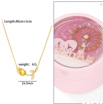 Flag Village Ferris Wheel Induction Lamp Light Luxury Ring Set Chain Jewelry Box
