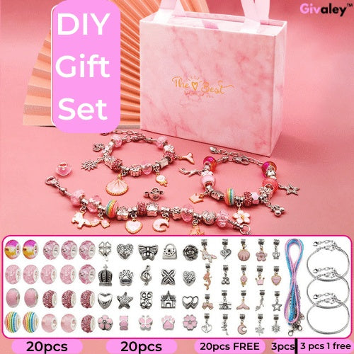 Flag Village Cartoon Fancy Beaded Bracelet Set Handmade DIY Ornament Gift Box