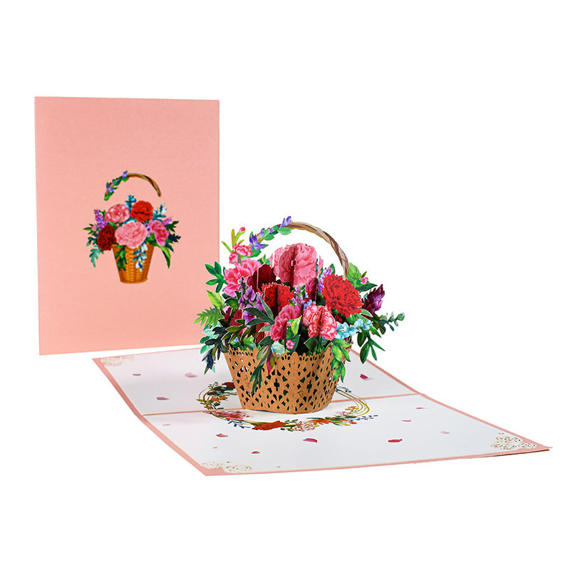 Flag Village 3D PopUp Flower Bouquet Cards Gifts Anniversary PopUp Mom Floral Bouquet Wife Invitation Card Greeting Cards Mothers Day Cards Postcard