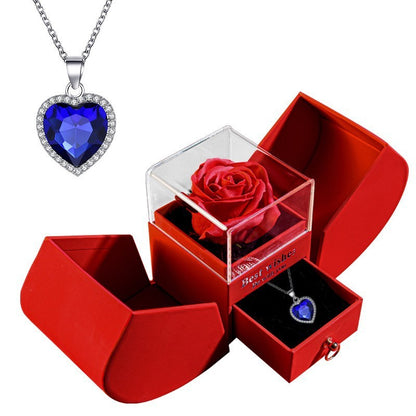 Flag Village Eternal Rose Apple Gift Box Women Necklace Valentine's Day Wedding Jewelry