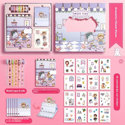 Flag Village Journal Book Set Gift Box Girl Heart Cute Gift Bag