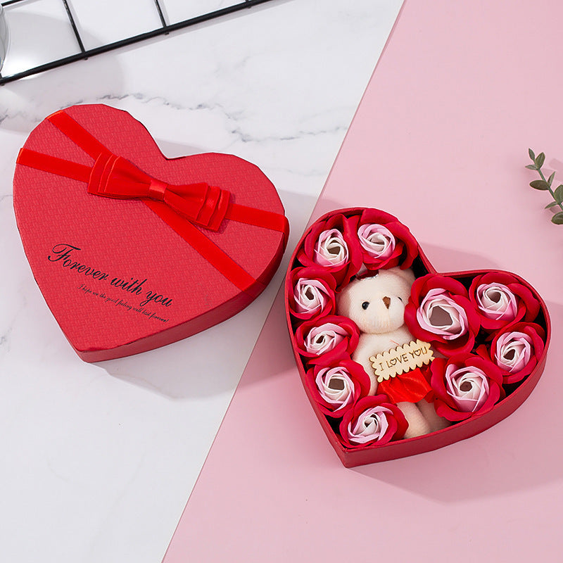 Flag Village Heart-shaped Rose Red Gift Box New Year Christmas Gift Box Valentine's Day Christmas Gift Mother's Day Birthday Gift
