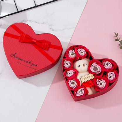 Flag Village Heart-shaped Rose Red Gift Box New Year Christmas Gift Box Valentine's Day Christmas Gift Mother's Day Birthday Gift