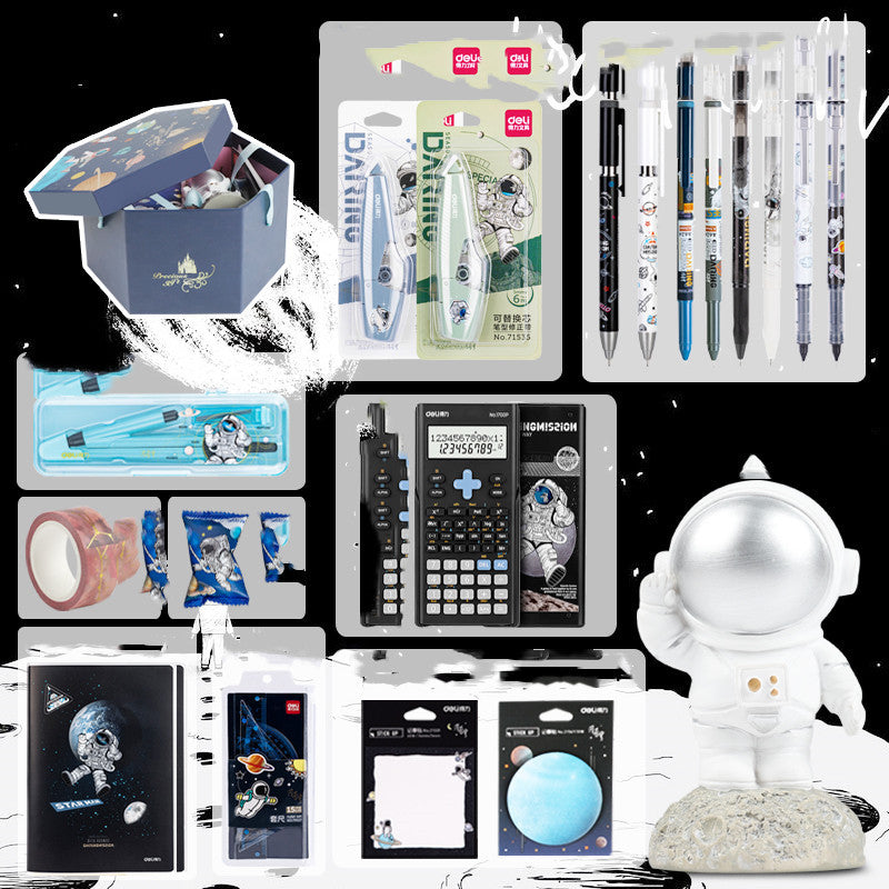 Flag Village Universe Galaxy Exploration Stationery Set Gift Box Spree Birthday Gift Astronaut Notebook Creative Hand Ledger