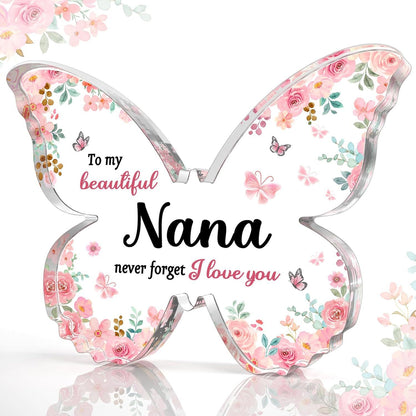 Flag Village Mother's Day Gifts For Mom Grandma Nana DIY Unique Mom Birthday Gift Ideas Butterfly-Shaped Acrylic Keepsake Gifts For Mothers Day