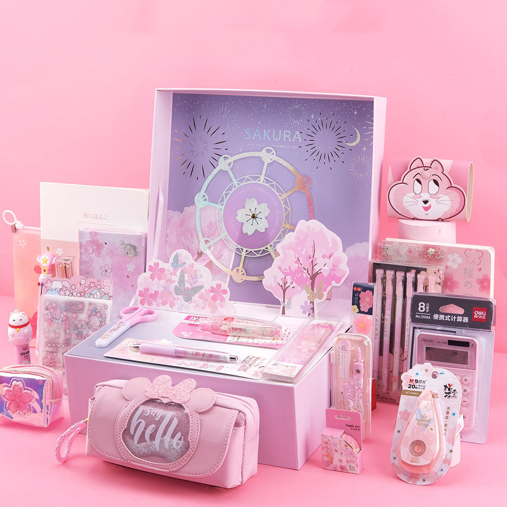 Flag Village Sakura Girl Starry Stationery Set Gift Box For Primary And Middle School Students