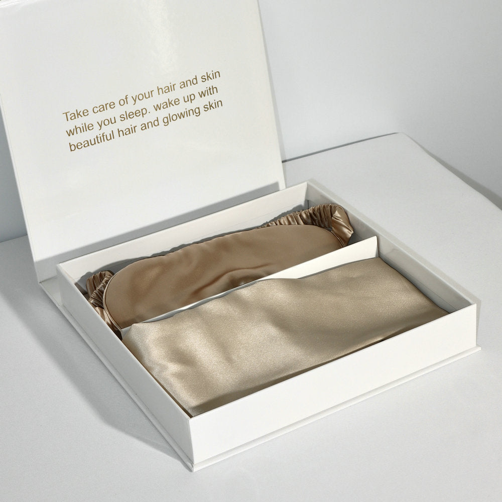 Flag Village Bright Version Silk Pillowcase Eye Mask Hair Ring Three-piece Set 22 M Gift Box Set