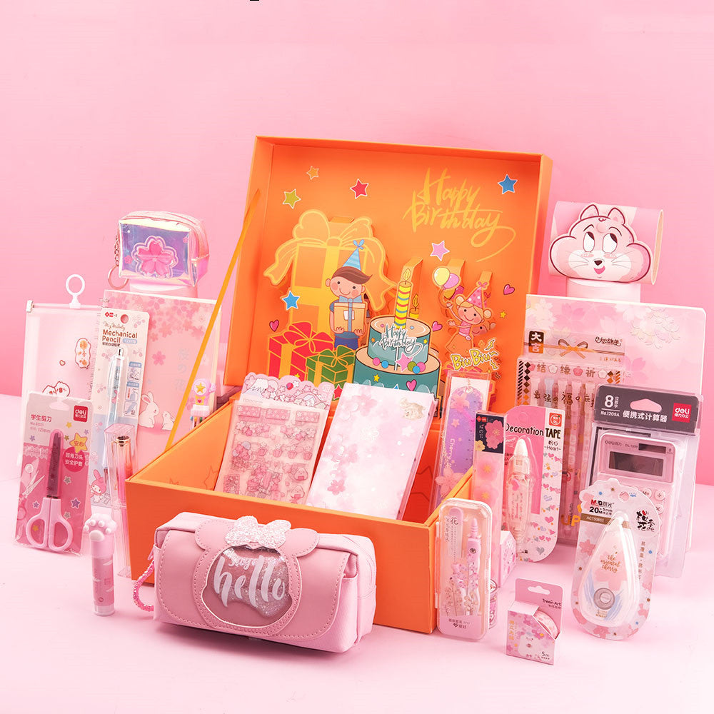 Flag Village Sakura Girl Starry Stationery Set Gift Box For Primary And Middle School Students
