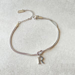 Flag Village New Letter A-Z Love Knot Bracelets For Women Couple Gold Color Dainty Snake Chain Charm Bracelet Stainless Steel Jewelry Gift Valentine's Day Gifts