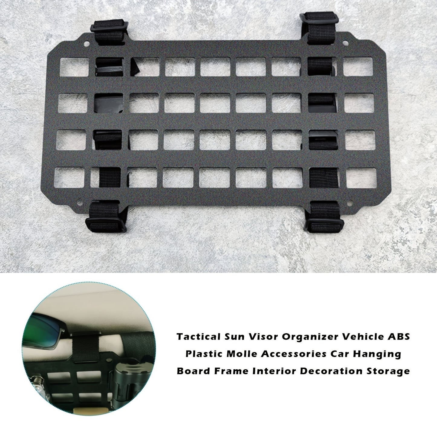 Flag Village Auto Tools Car Visor Sun Visor Organiser Molle Rigid Plate Vehicle Car Truck Sun Protection Storage Holder Carrier For Tactical Equipment Molle Bag EDC Tools Car Interior Accessories