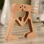 Flag Village DIY Figurine Wood Dog Ornament Sculpture Home Decoration A Man A Dog Wood Sculpture Christmas Gifts Model Decor