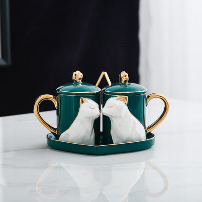 Flag Village Creative Couple Ceramic Cup Set Gift Box