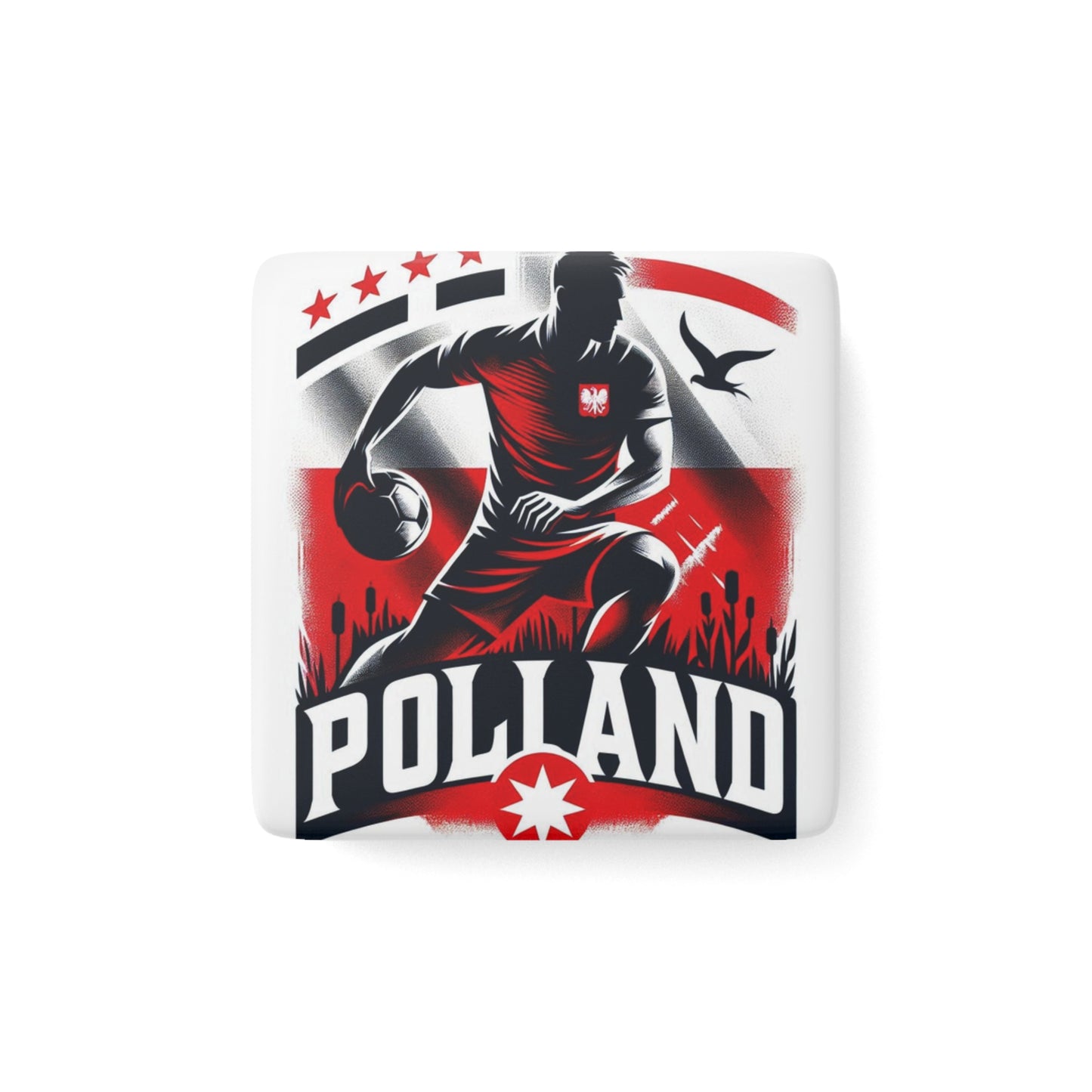 Flag Village Poland Flag Sporting Porcelain Magnet, Square POL0005