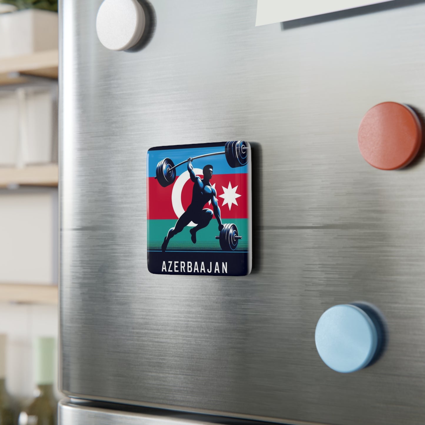 Flag Village Azerbaijan Flag Sporting Porcelain Magnet, Square AZE0005