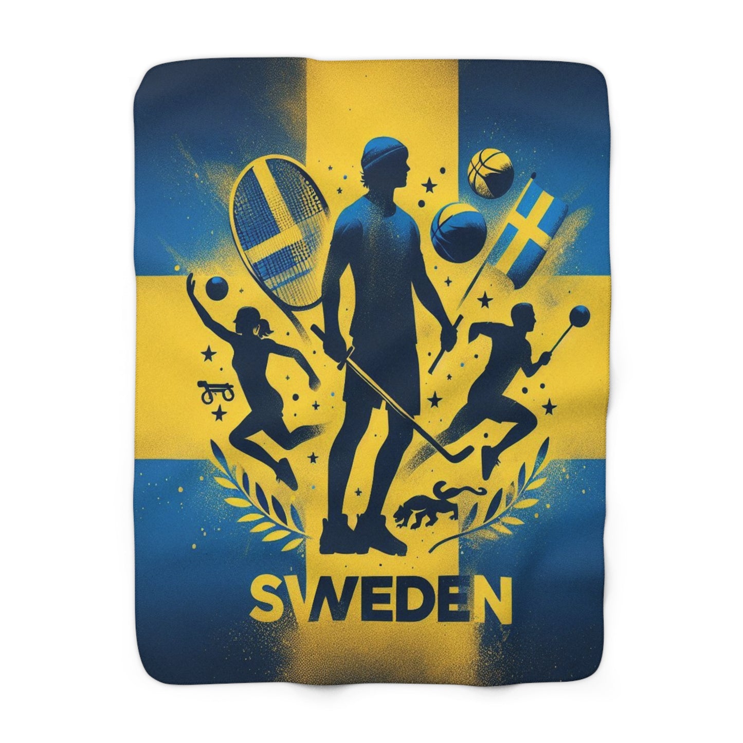 Flag Village Sweden  Sporting Flag Sherpa Fleece Blanket SWE0001