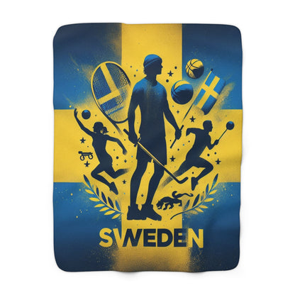 Flag Village Sweden  Sporting Flag Sherpa Fleece Blanket SWE0001