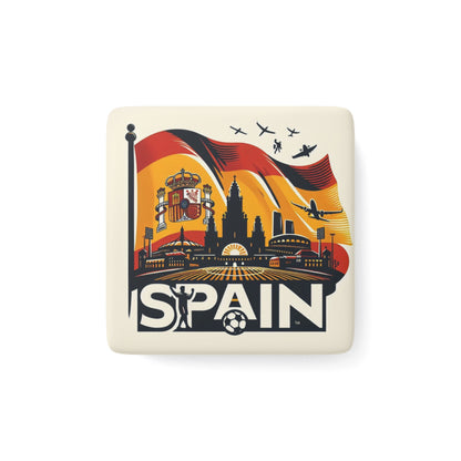Flag Village Spain Flag Sporting Porcelain Magnet, Square ESP0005