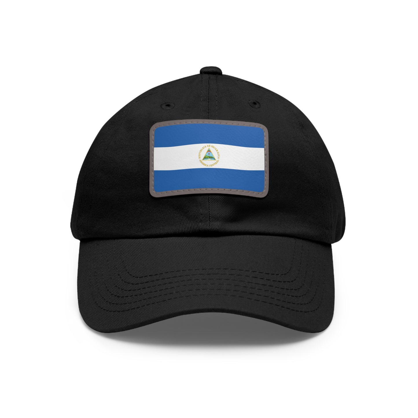 Flag Village Nicaragua Flag Hat Cap with Leather Patch