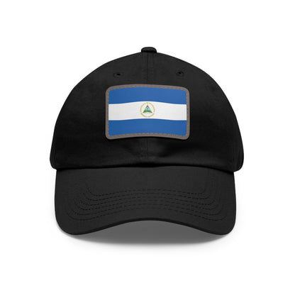 Flag Village Nicaragua Flag Hat Cap with Leather Patch