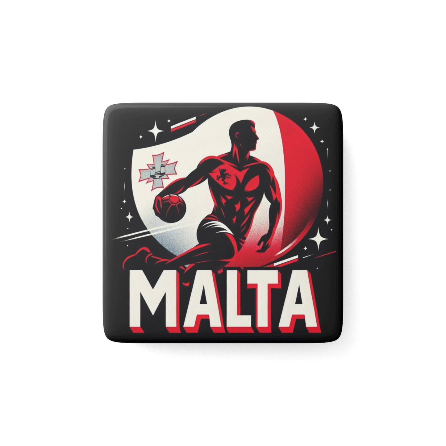 Flag Village Malta Flag Sporting Porcelain Magnet, Square MLT0005