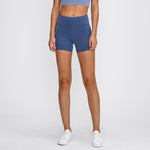 Flag Village SHINBENE Anti-sweat Plain Sport Athletic Shorts Women High Waisted Soft Cotton Feel Fitness Yoga Shorts with Two Side Pocket