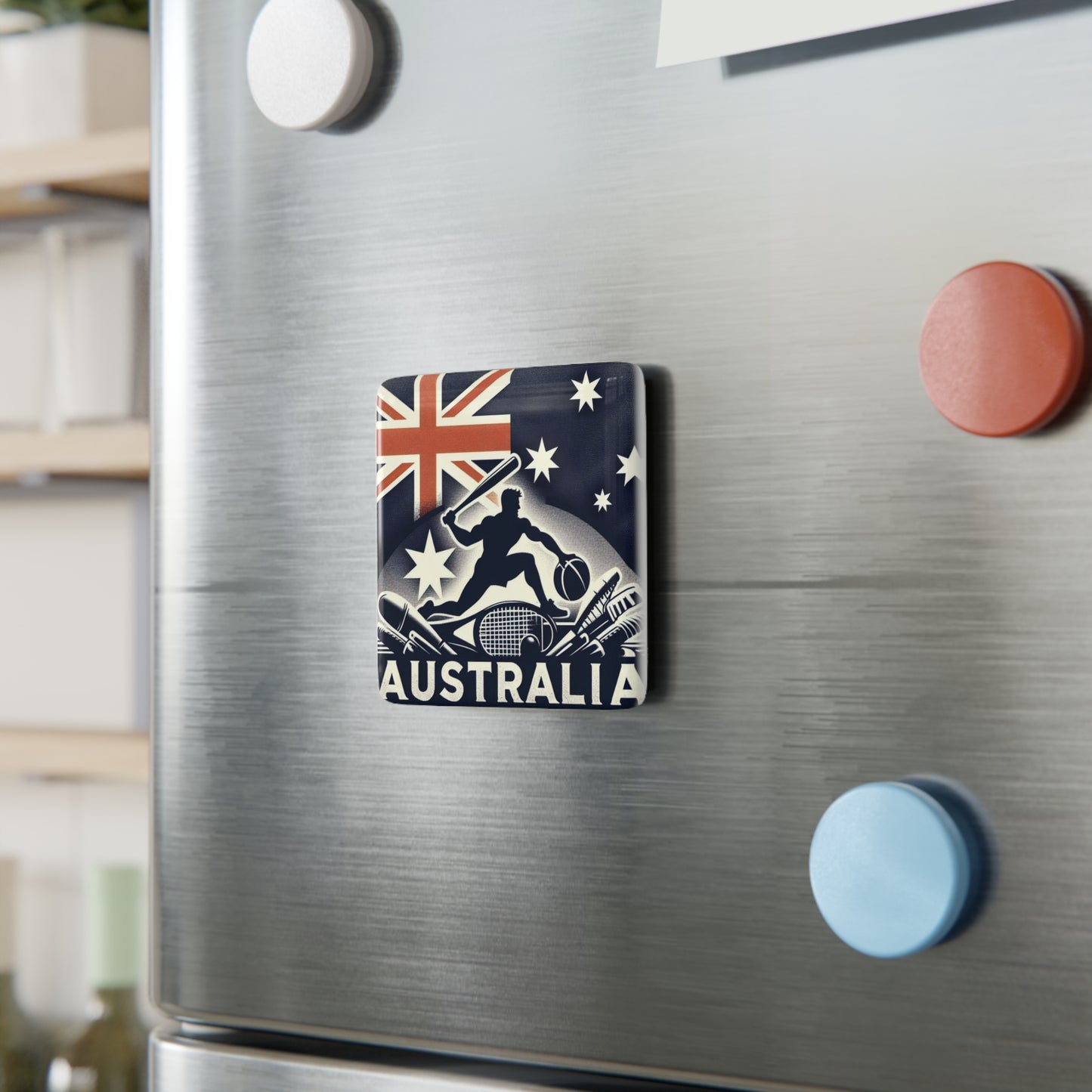 Flag Village Australia Flag Sporting Porcelain Magnet, Square AUS0005