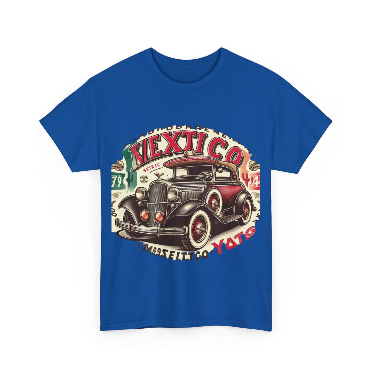Flag Village Mexico Vintage Car Flag T-SHIRT Heavy Cotton Tee MEX0003