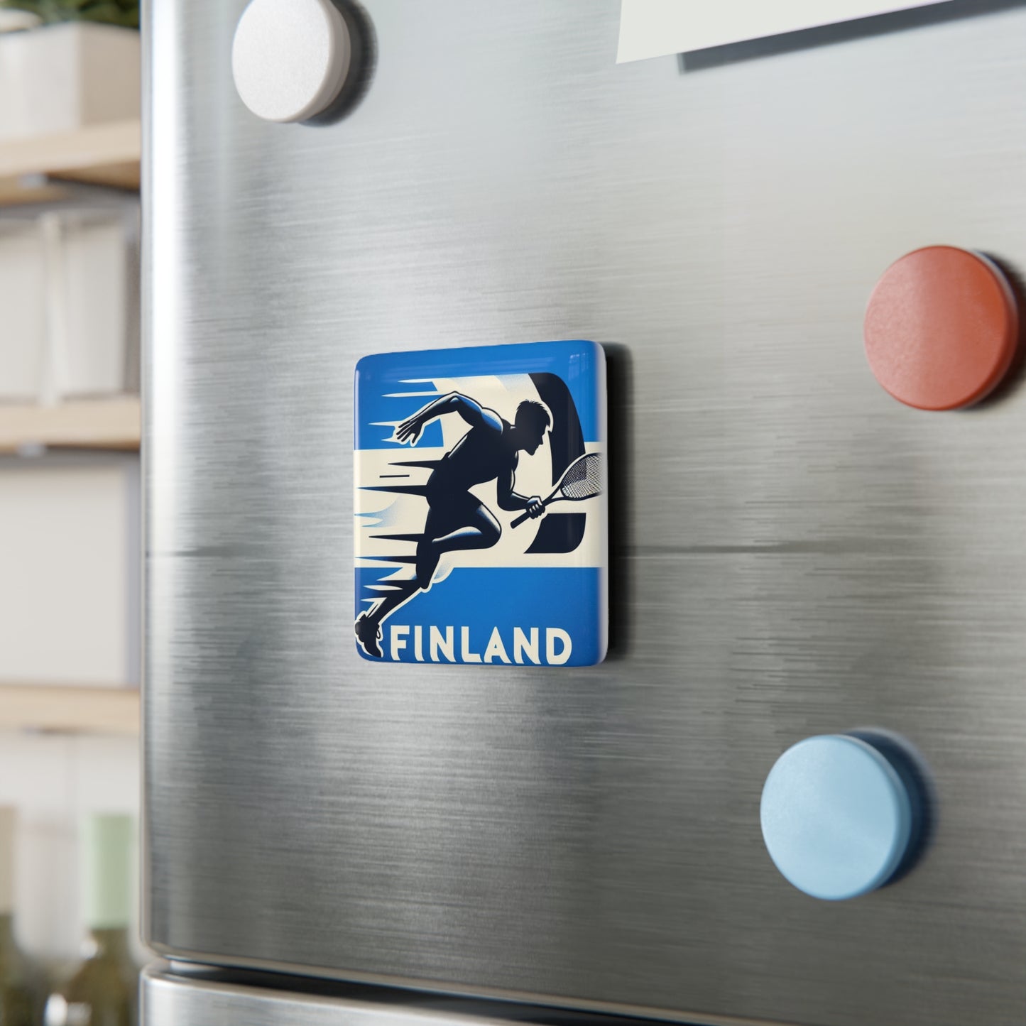Flag Village Finland Flag Sporting Porcelain Magnet, Square FIN0005