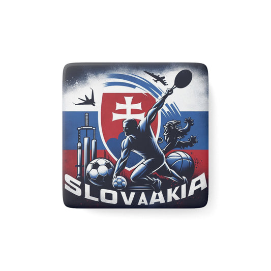 Flag Village Slovakia Flag Sporting Porcelain Magnet, Square SVK0005