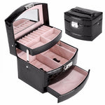 Flag Village 3 Layers Jewelry Boxes And Packaging Leather Makeup Organizer Storage Box Container Case Gift Box Women Cosmetic Casket
