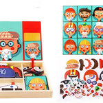 Flag Village Montessori Magnetic Fun Puzzle Children's Wooden Puzzle Box Game Cartoon Educational Painting Toys For Children Gift Antistress