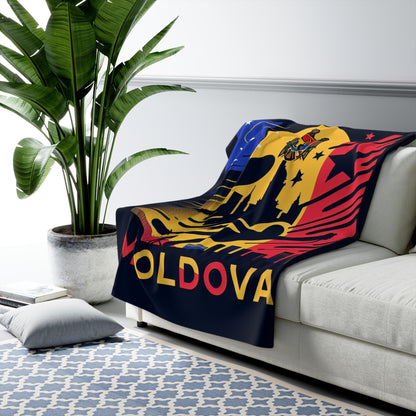 Flag Village Moldova Sporting Flag Sherpa Fleece Blanket MDA0009