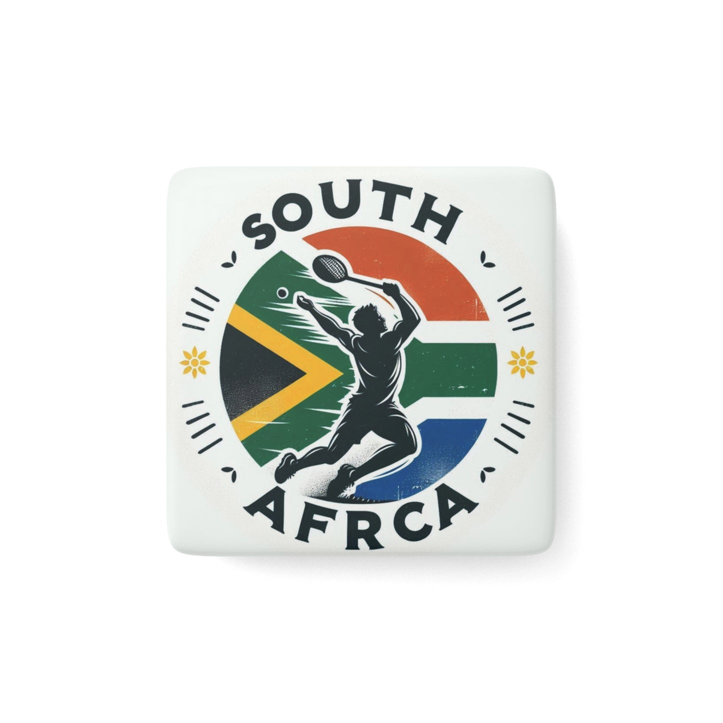 Flag Village South Africa Flag Sporting Porcelain Magnet, Square ZAF0006