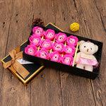 Flag Village Valentine's Day Gift Box Soap Flower Tanabata Festival Creative Gift Eternal Flower 12 Bear Rose Soap Flower