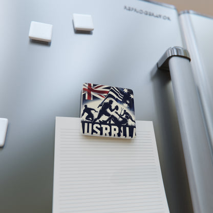 Flag Village Australia Flag Sporting Porcelain Magnet, Square AUS0006