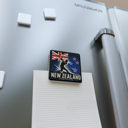 Flag Village New Zealand Flag Sporting Porcelain Magnet, Square NZL0006