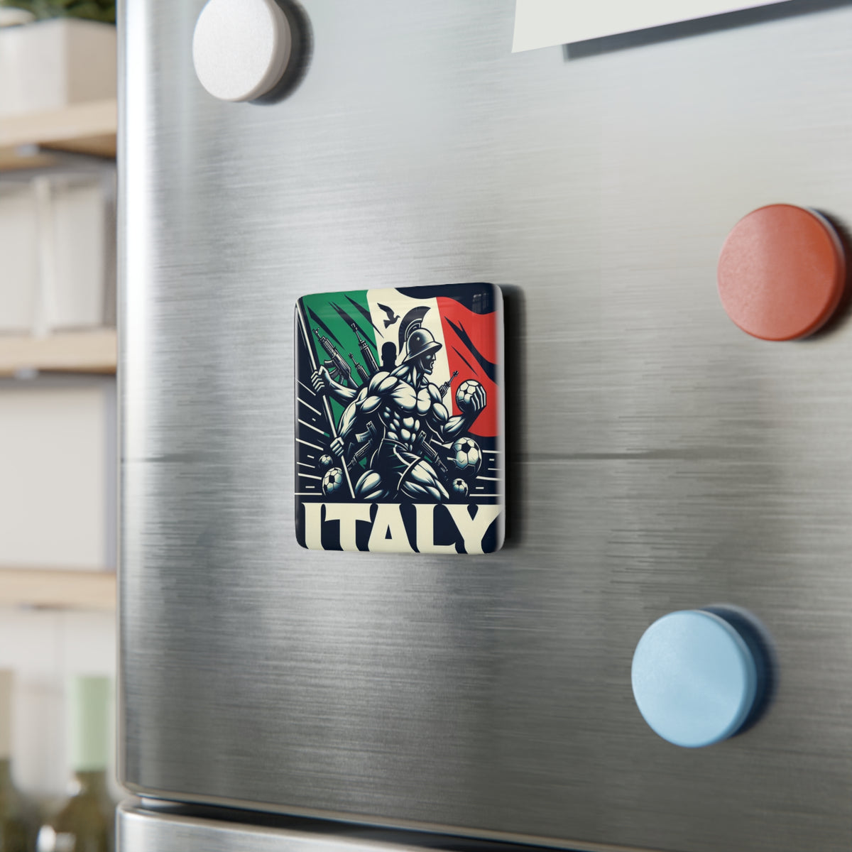 Flag Village Italy Flag Sporting Porcelain Magnet, Square ITA0006