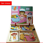 Flag Village Montessori Magnetic Fun Puzzle Children's Wooden Puzzle Box Game Cartoon Educational Painting Toys For Children Gift Antistress