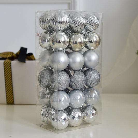 Flag Village Fashion 4cm Electroplating Gift Box Set Ball Small Christmas Tree Pendant
