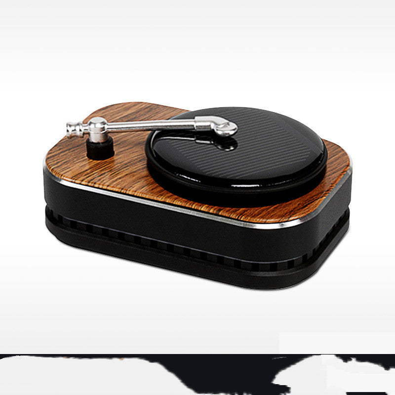 Flag Village Auto Tools Solar Record Player Rotating Perfume Car Accessories Aromatherapy Decoration